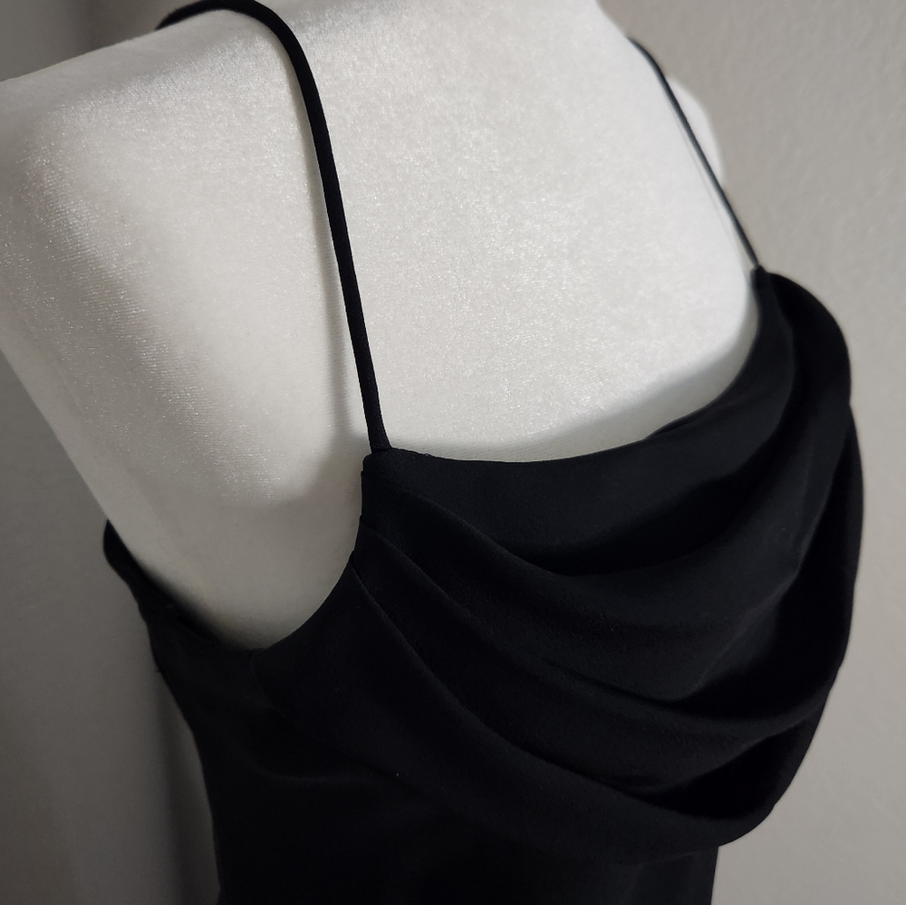 Onyx Nite Vintage 90s Long Black Cowl Neck Gown Dress Size 8 - Picture 4 of 7